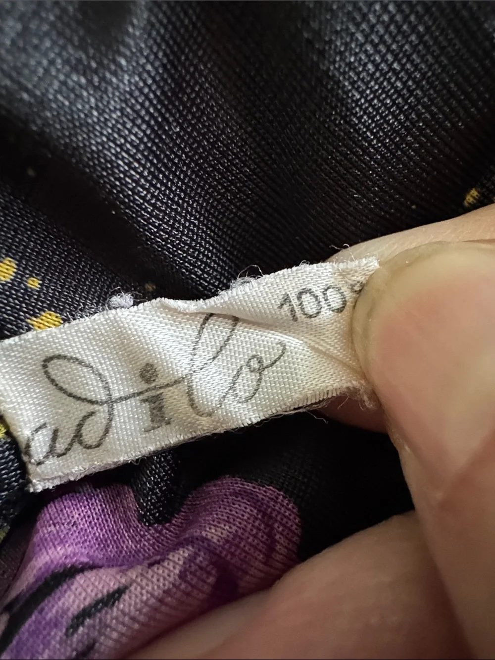 Vintage Black Slip Dress with Purple Floral Print - Picture 9 of 10